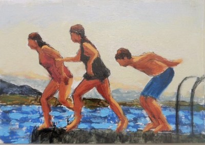 HARBOUR DIVE oil on paper 20 x 30 cms  SOLD