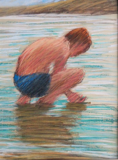CROUCHING BOY  pastel 39 x 29 cms £150 (unframed)