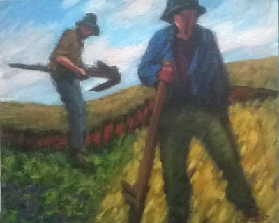 PEAT CUTTERS oil on canvas 30 x 40 cms £250 (unframed)